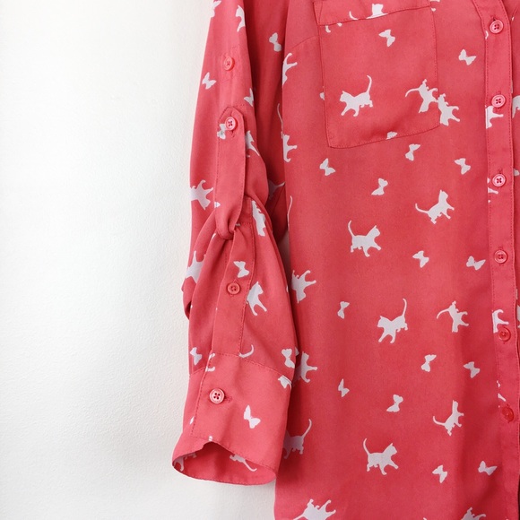 Cat Butterfly Blouse Pink Portofino Express XS - Picture 8 of 8